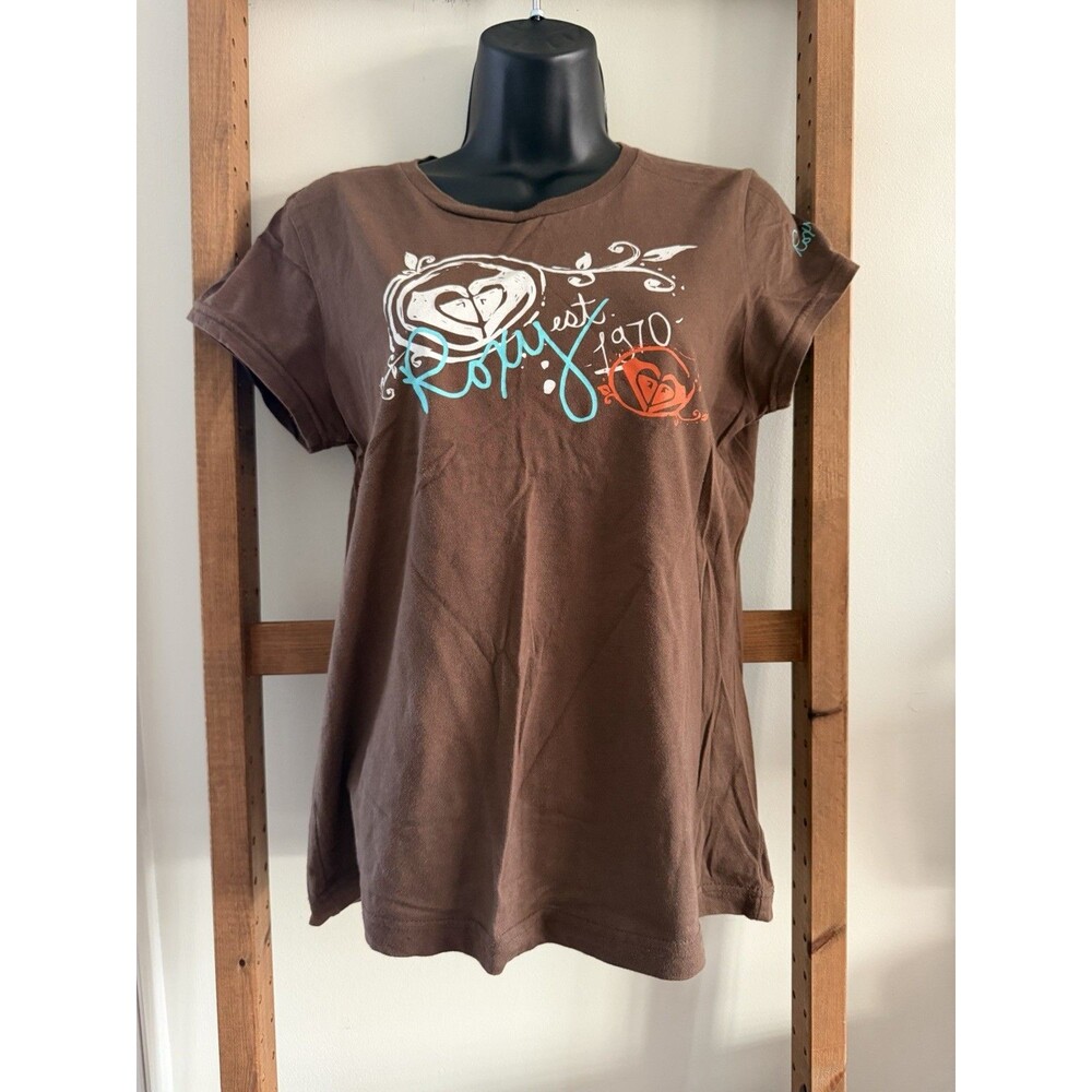 Vintage Roxy Shirt Women’s Large Brown Surfing USA Made Y2K AOP 2000s